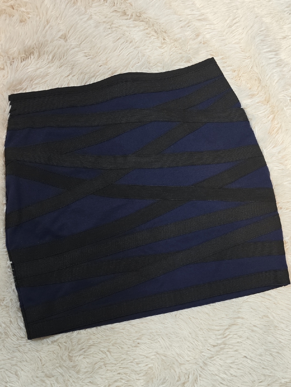 Express Blue and Black Bandage Bodycon Mini Skirt Size M